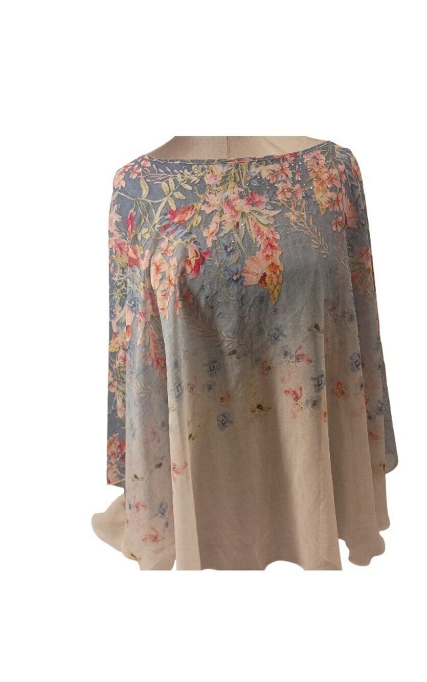 Emerald Sheer Flowered Embellished Throw Shoulder Cover One Size